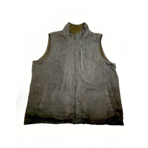 Weatherproof Other - Weatherproof Vest Mens XL Black Suede/Fleece Reversible‎ Full Zip Polyester Dad